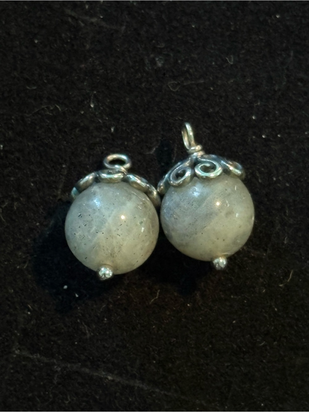 Pandora retired Sterling Silver Gray Stone Drop earrings